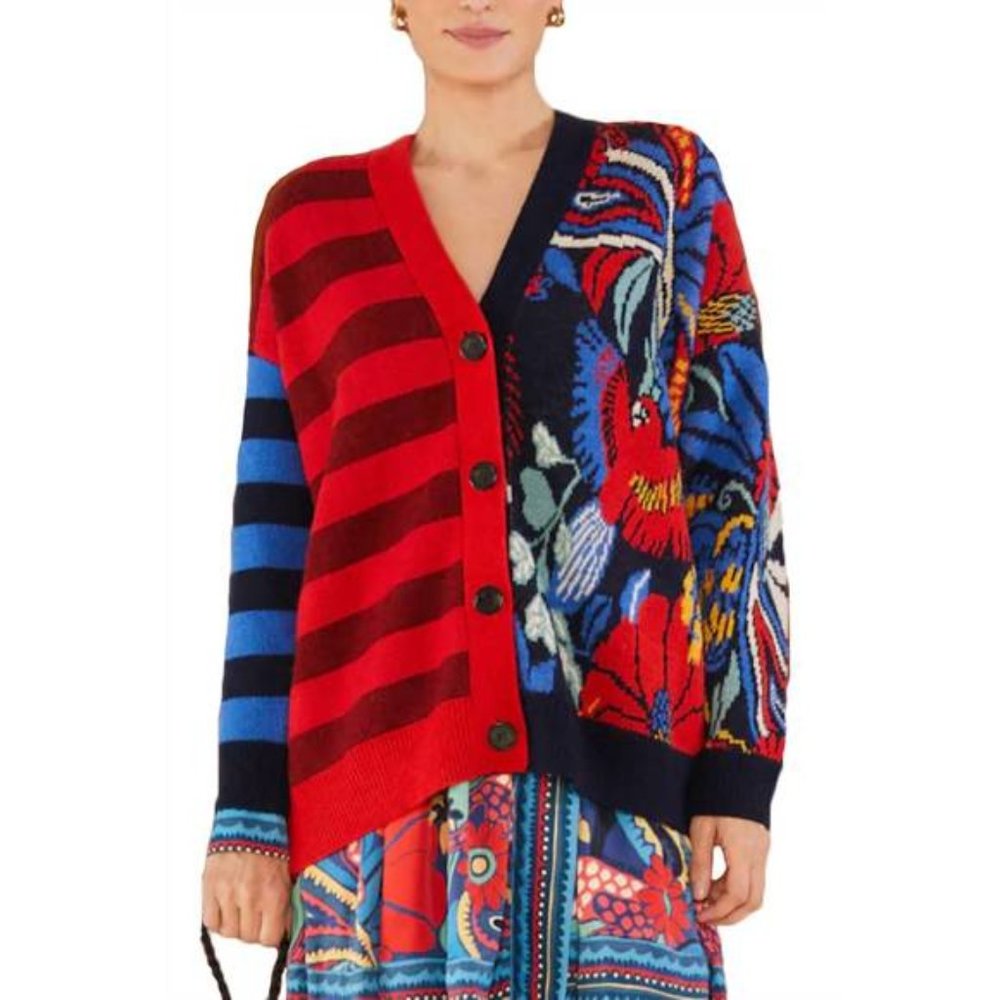 Farm Rio Vintage Stripe Forest Cardigan